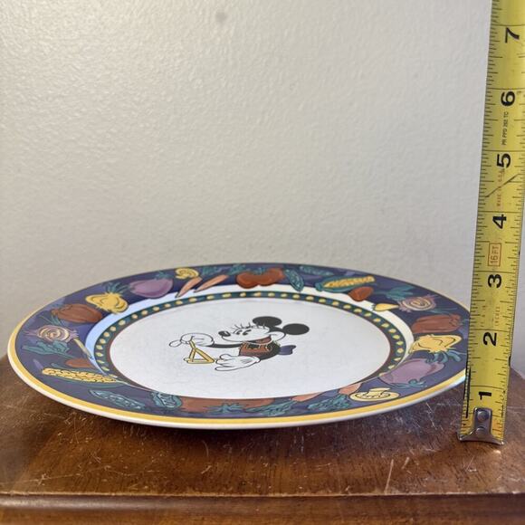 Disney Minnie Mickey Vegetable Veggie Trim Stoneware Dinner Bell Plate 11” Dish - Picture 5 of 7